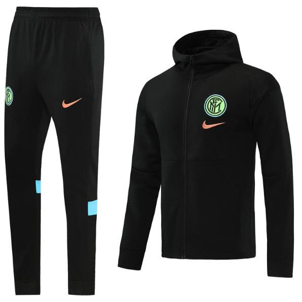 2021/22 Inter Milan Black Training Kits Hoodie Jacket with Pants